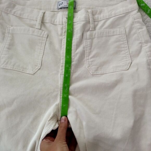 Gap Pants Sz 12S Corduroy 70s Flare High Rise Stretch Casual Minimalist Ivory - Picture 11 of 11